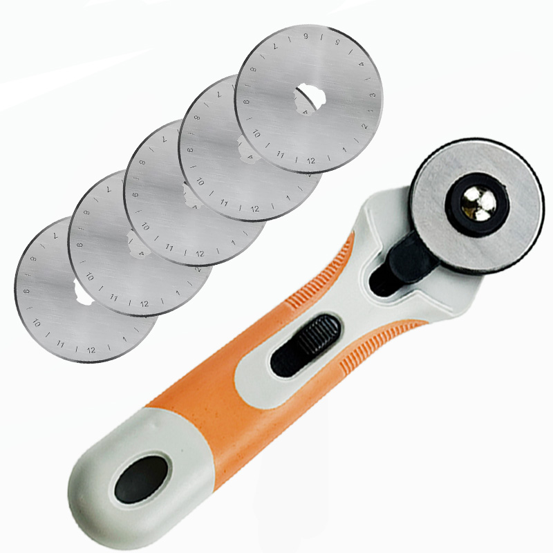 Craft Knife Set - 45-mm-Rollenschneider, Stoffschneidemesser, rutschfester Kunststoffgriff, Sicherheitsklingenverriegelung, kreisförmiger