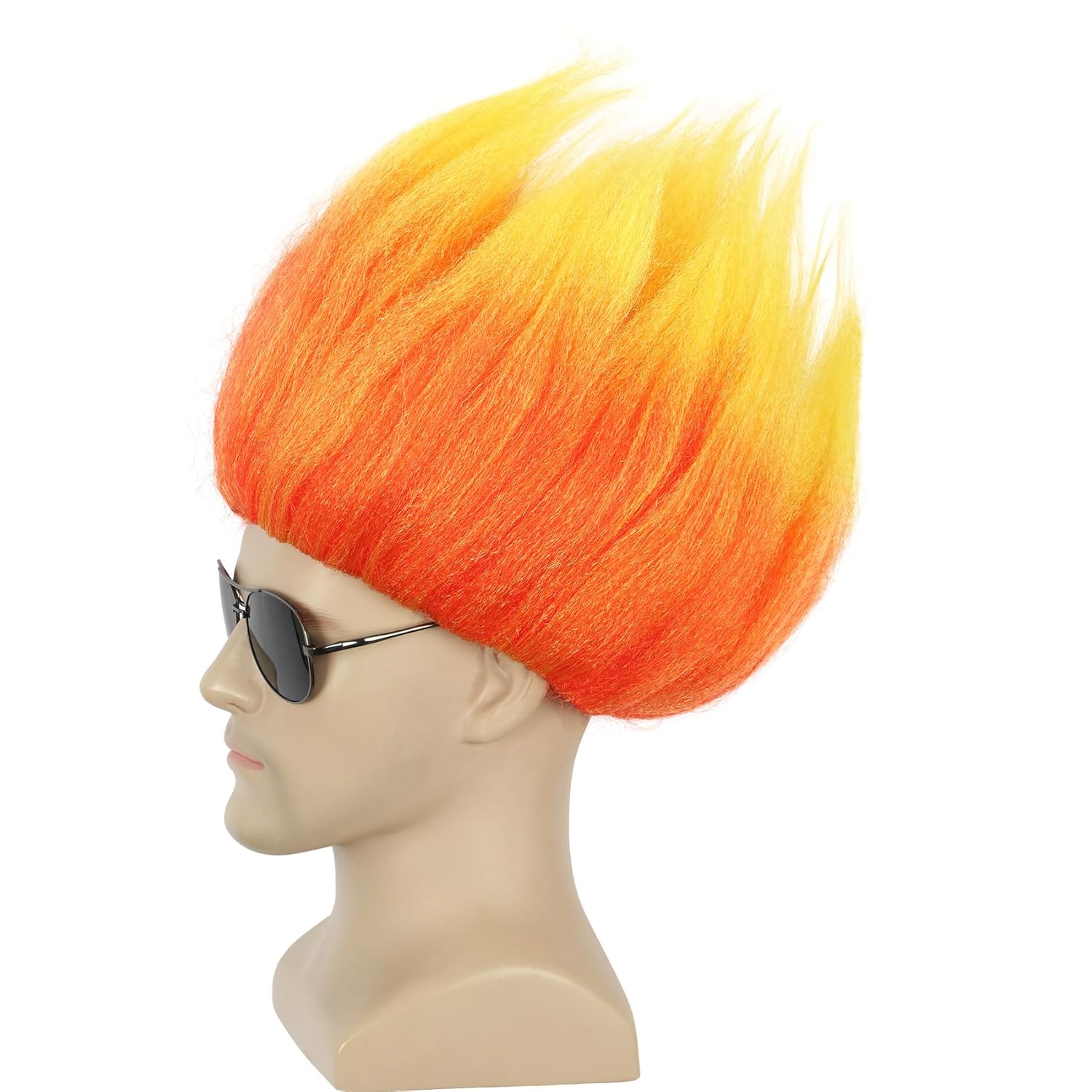 Cosplay Flame Prop - Kurze orangefarbene Perücke, stachelige Anime-Perücke, flammenförmige