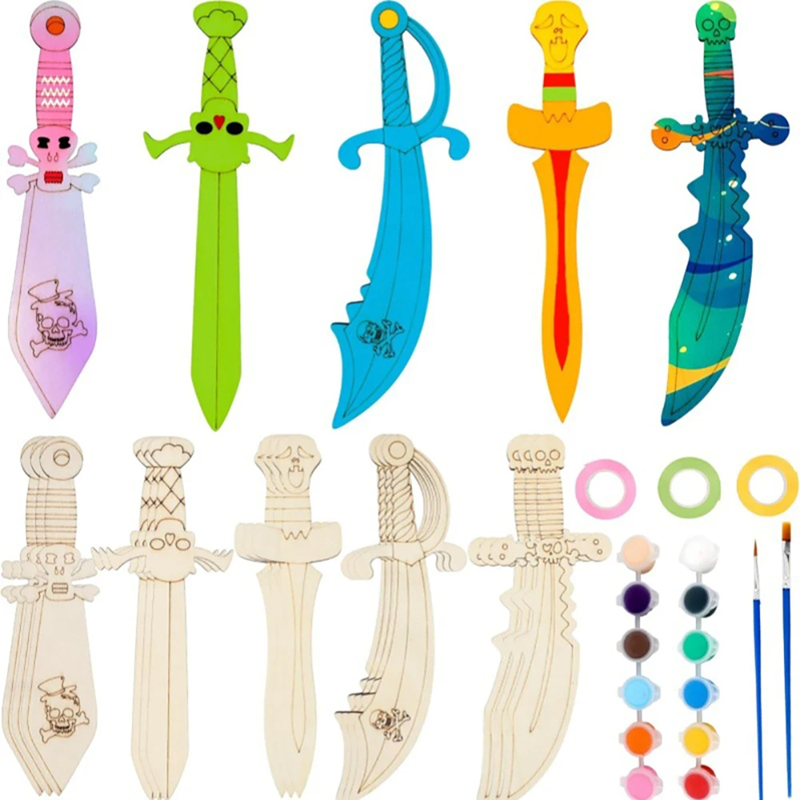 Holz DIY Zeichnung Pirat Holzs – Cosplay Prop Painting Bewertung und Preis