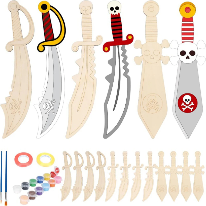 16-teiliges Kinder-Holzpiraten – Cosplay Prop Painting Bewertung und Preis
