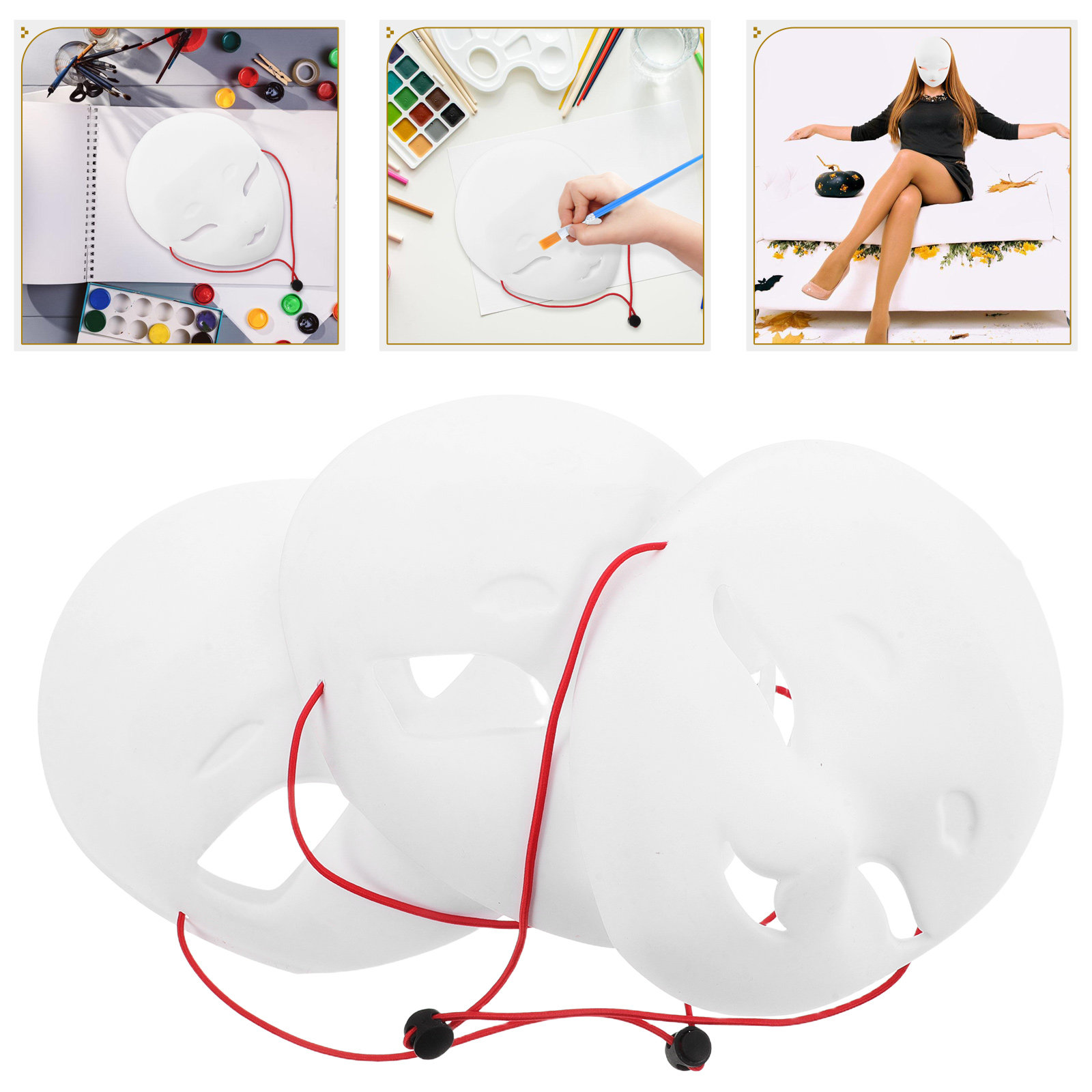 3 Stück leere weiße Halloween- – Cosplay Prop Painting Bewertung und Preis