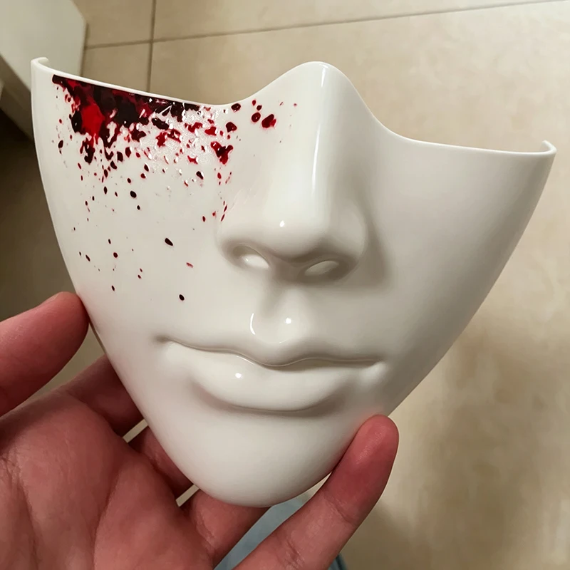 Halbgesichtsmaske mit Narbenmu – Cosplay Prop Painting Bewertung und Preis